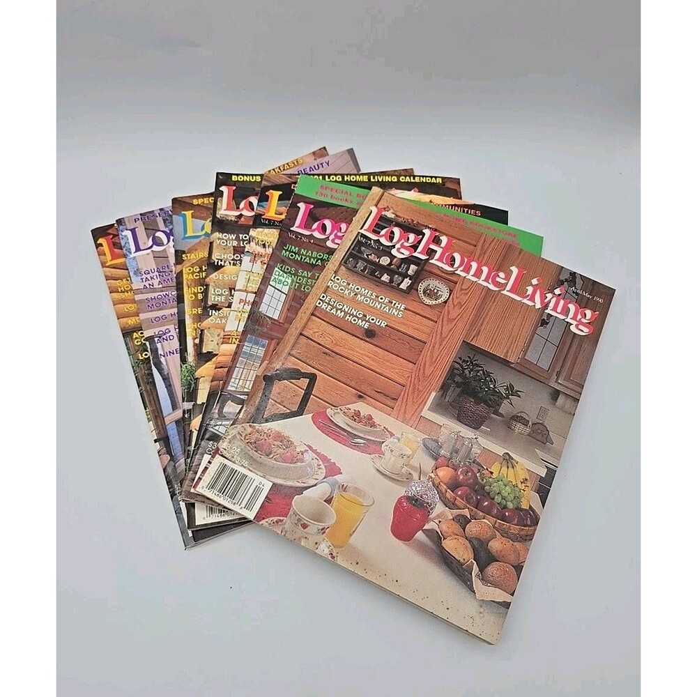 Log Home Living Magazines Lot of 7 - 1990 to 1991 - Great Condition